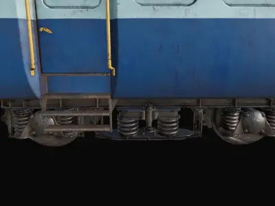 Indian Railways ICF Coach Train Low-poly 3D model