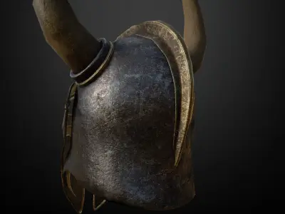 HELMET3 Game Ready helmet with horns Low-poly 3D model