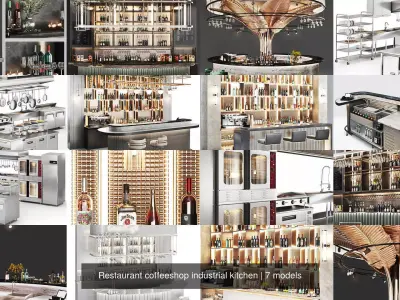 Restaurant coffeeshop industrial kitchen 3D Model Pack
