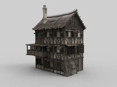 Medieval house fantasy 07 Low-poly 3D model