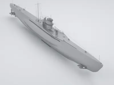 Type VII C German Submarine U-Boat 3D model