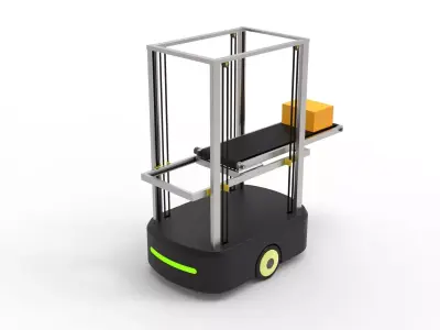 Industrial AGV Logistics Robot with Conveyor Belt 3D model