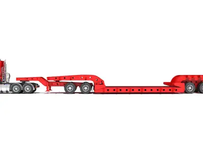 Truck with Lowboy Trailer 3D model order