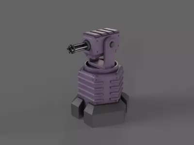 PBR Turret Gun 03 Purple Low-poly 3D model