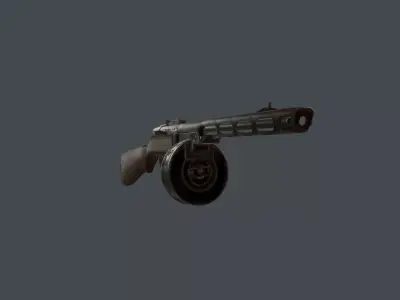 PPSH-41 WW2 SMG Low-poly 3D model