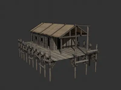 HARBOUR PORT MEDIEVAL HARBOR DOCKS FISHERMAN PIER COLLECTION Low-poly 3D model