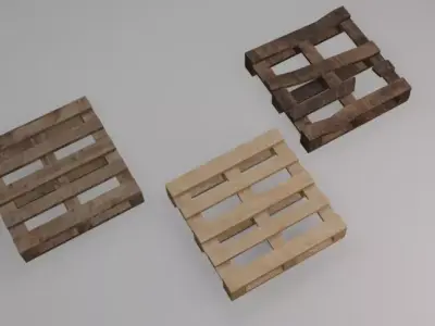 Low Poly Wood Pallet Pack  3 Variants Low-poly 3D model