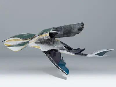Organic looking spaceship Low-poly 3D model