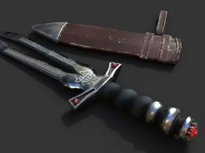 Dagger sword Low-poly 3D model 9