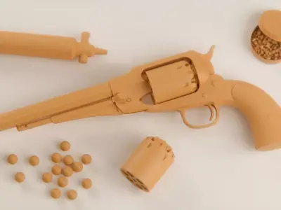 Remington 1858 New Model Army Revolver Low-poly 3D model