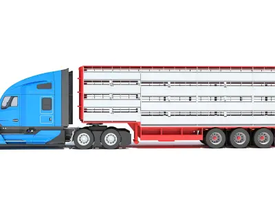 Truck with Animal Transporter Trailer 3D model order