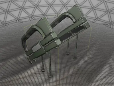 Sci-Fi Stairs - 4 - Green Version  Low-poly 3D model