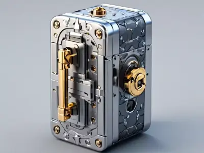 SciFi Metallic Security Box Low-poly 3D model