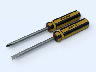 Flat head and Phillips Screwdriver 3D Models 3D model