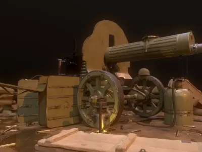 Maxim machine gun Low-poly 3D model by a-nabilnew