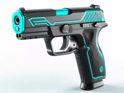 Futuristic SciFi Pistol Game Asset 3D model
