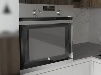 Kitchen modern with wooden cabinets 3D model