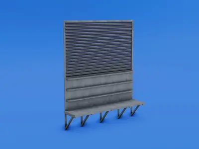 Metal tool shelf Low-poly 3D model