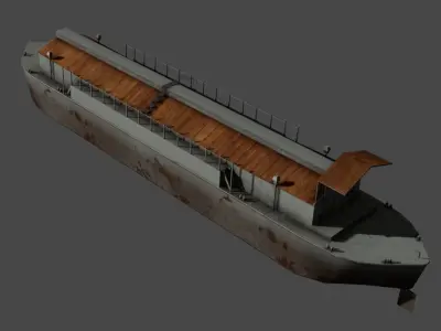Grain inland barge Low-poly 3D model