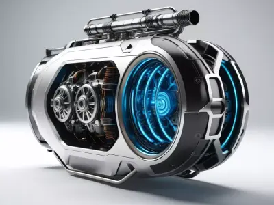 Futuristic Hoverbike Engine Glowing Coils 3D model