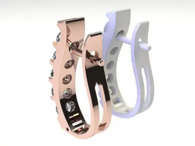 Diamond Hoop Droplet Earrings  3D print model