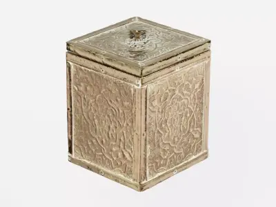 Brass Tea Box Engraved photogrammetry scan PBR 4K textures Low-poly 3D model