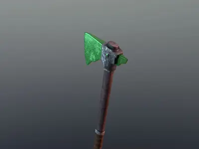 Axe - Emerald Low-poly 3D model