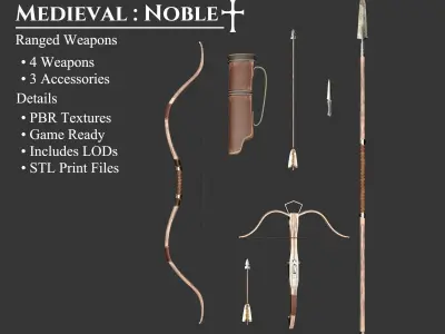 Medieval Collection Noble Ranged Weapons 3D Model Pack