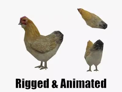 low-poly animated chicken Low-poly 3D model