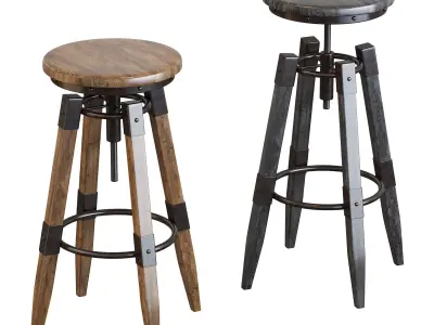 BY-lYJ Bar Stool Industrial Vintage Metal 3D model