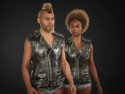 Leather Punk Rock Vest 3D model