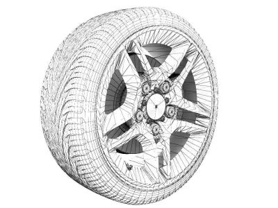 Realistic Tire Wheel 16 3D model