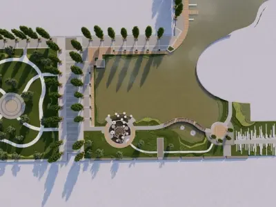 park-public park-Private Park Landscape 3D model 4