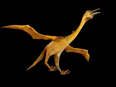 Dino yellow with wings Low-poly 3D model