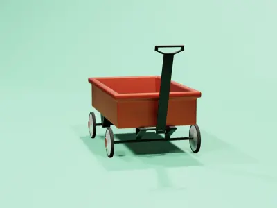 Children classic red wagon Free 3D model