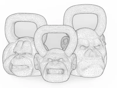 Kettlebells Onnit Primal - Chimpanzee Orangutan Gorilla Set 3D model
