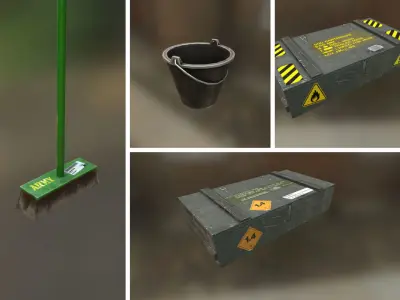 Army Base Props Low-poly 3D model