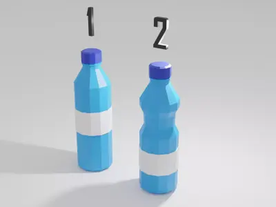 Low poly water bottles Free low-poly 3D model