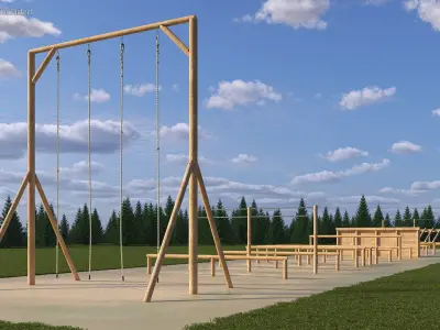 Military Training Obstacles Course 3D model