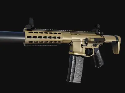 Honey-Badger silver rifle Low-poly 3D model