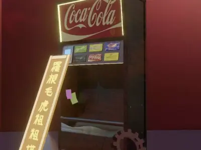 distributor 3D model neon sign on pole Free 3D model