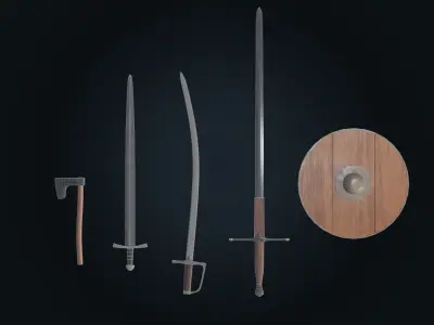 Medieval Weapons Collections Low Poly Free low-poly 3D model