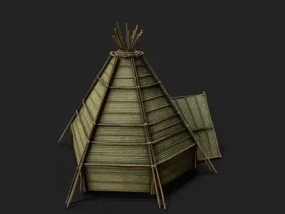 Bamboo Shelter 3 Low-poly 3D model