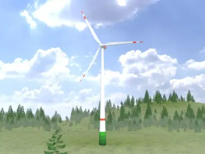 Wind turbine E1 H-160 RD 138 m Low-poly 3D model