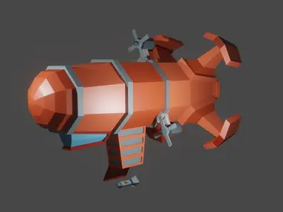 Air ship for game Free low-poly 3D model