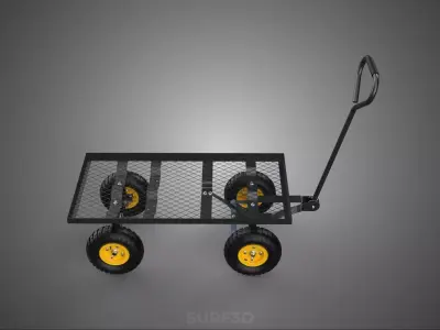 MANUAL FLATBED STEEL MESH GRID NET PLATFORM TROLLEY CART WAGON 3D model