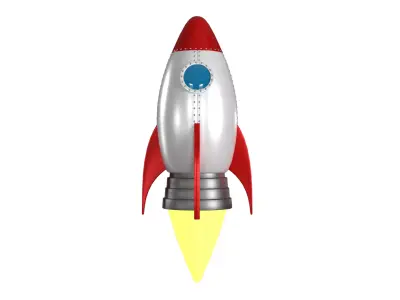 Cartoon Rocket Ship PBR Low-poly 3D model