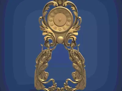 Carved clock for 3D printing and CNC 3D print model 21