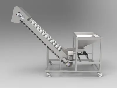 Inclined Belt Conveyor Low-poly 3D model
