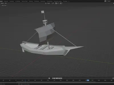 medieval Fishing boat Low-poly 3D model